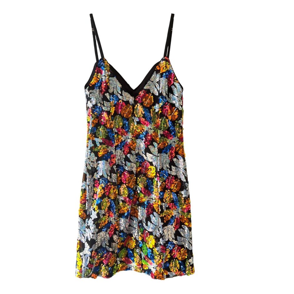 Mac Duggal Floral Embroidered Mini Dress With Spaghetti Straps - Picture 5 of 12